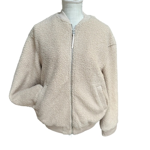 Avec Les Filles Womens Cream Faux Fur Teddy Jacket Size Small NWT - Picture 1 of 15